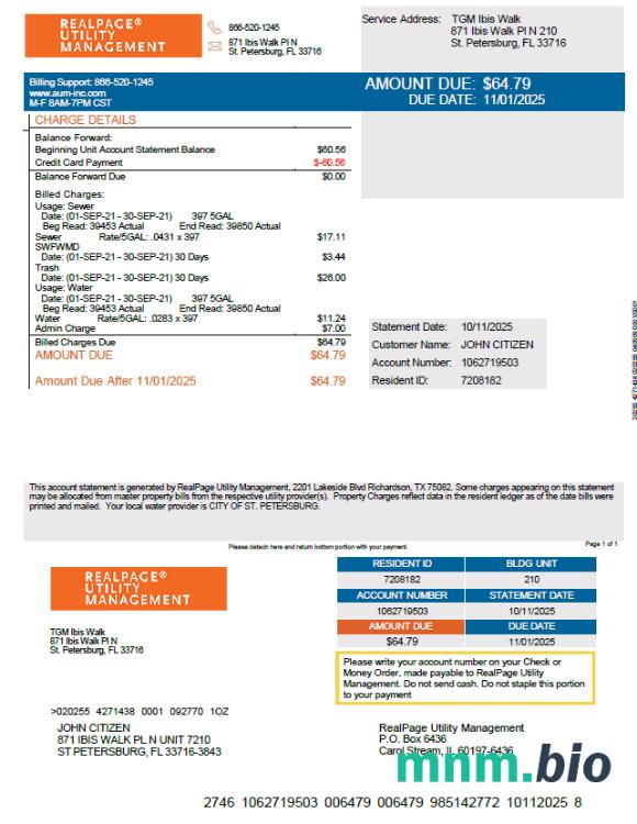 Russia Realpage pożytek Management szablon rachunku za media w formatach Word i PDF